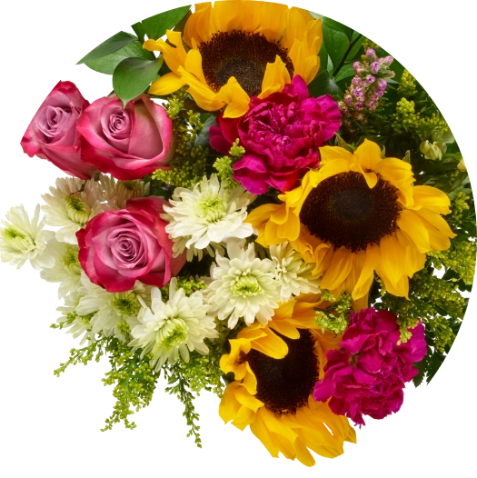 Sunflower and rose bouquet